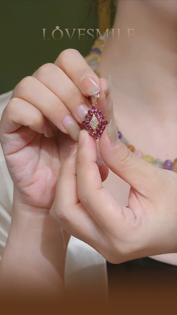 银S925镶嵌吊坠石榴石025吊坠