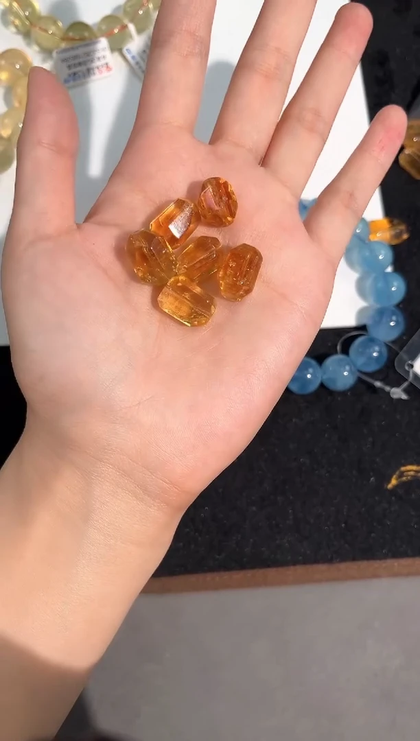 水晶手链未镶嵌48号星光黄水单颗配件小的