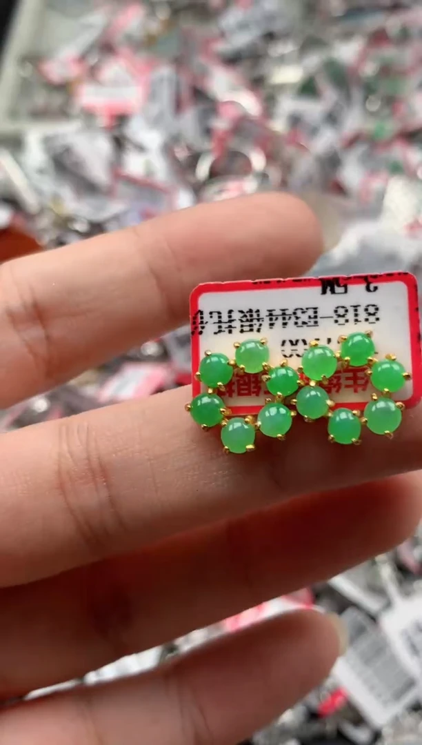 银S925镶嵌戒指翡翠天然A货缅甸翡翠