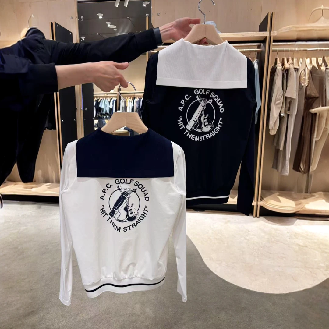 Apc*家25年秋冬新款女士高尔夫轻量防风拼接薄款长袖假两件