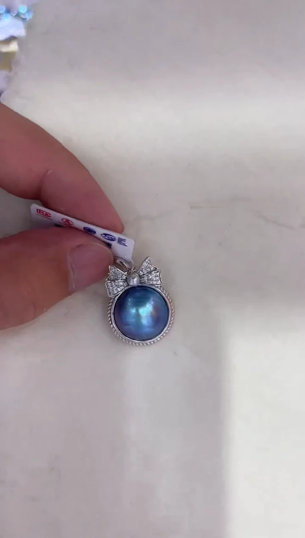 银S925镶嵌拼合珍珠（马贝珠）颈饰清货