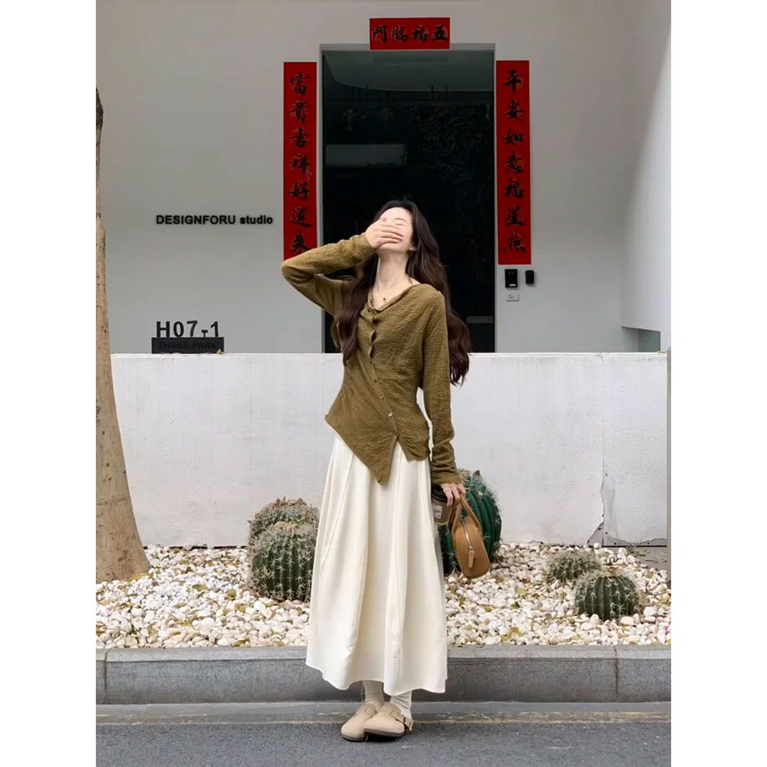 MARIE.COCO洋气垂感设计感潮流别致修身显瘦上衣春季新款半身裙子