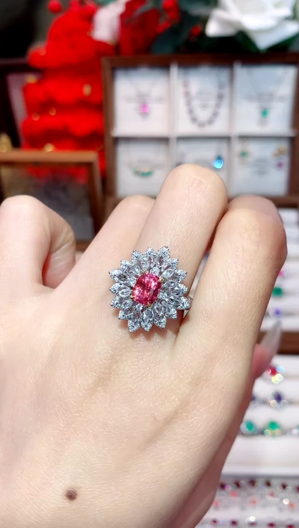 戒指彩色蓝宝石18K金镶嵌1.54ct/天然宝石/七天无理由