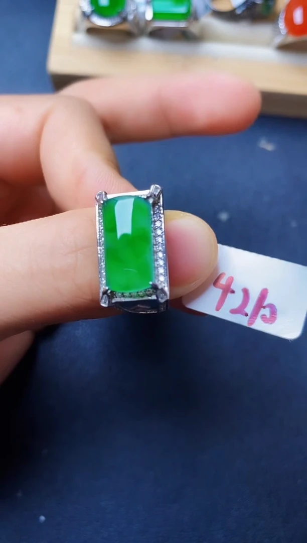 银S925镶嵌戒指翡翠22222