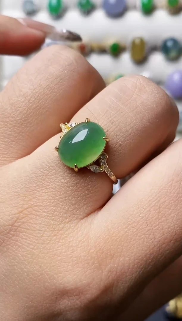 银S925镶嵌戒指翡翠0480