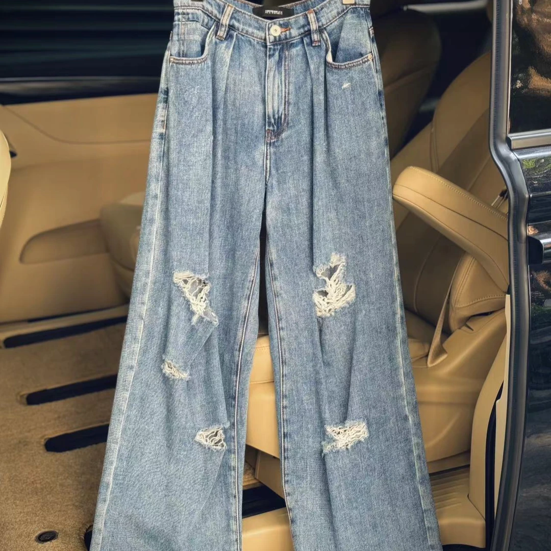 【Black Tiger】破洞洗水蓝小众牛仔裤