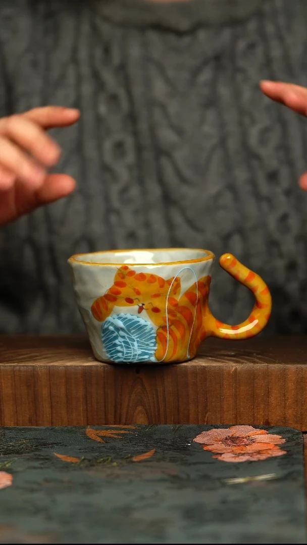 杯釉下彩手工手绘同款陶器