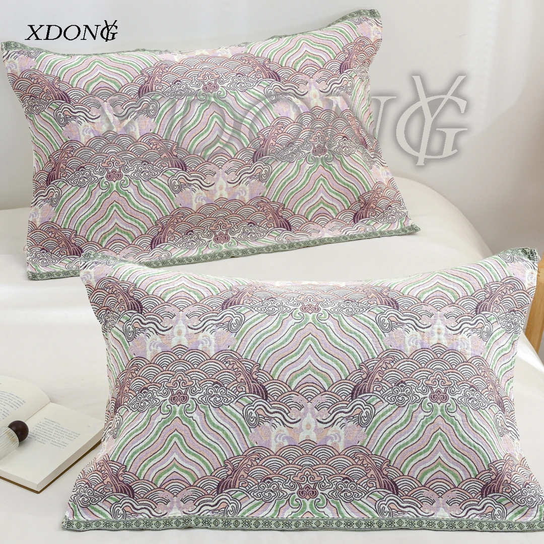 XDONGY（冬云家纺）高定52*78锦绣 宋锦紫 枕巾一对装