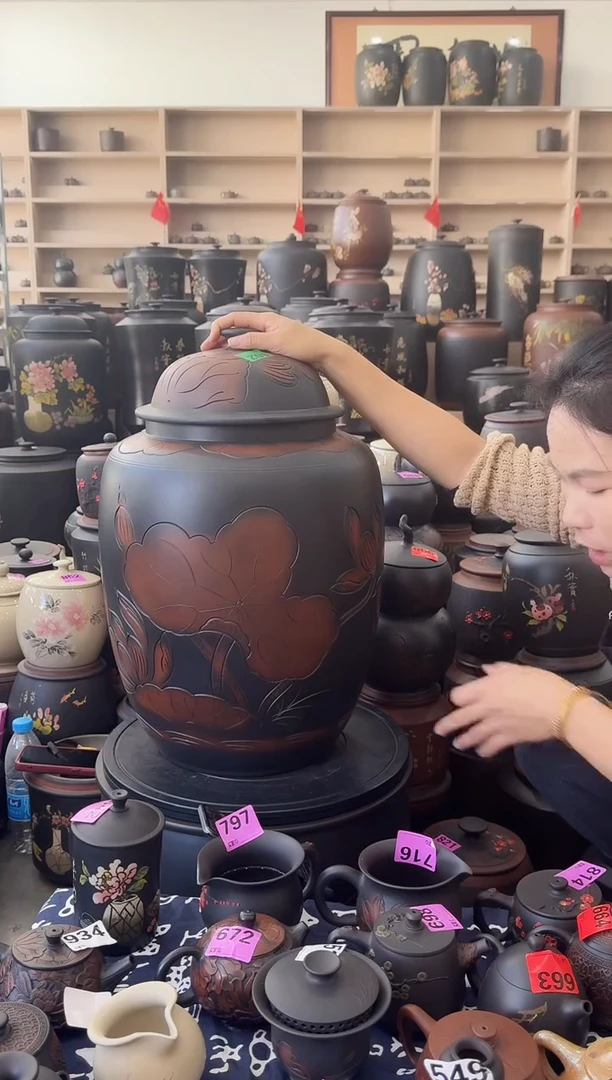 罐完品茶缸高50cm将军拱盖  102