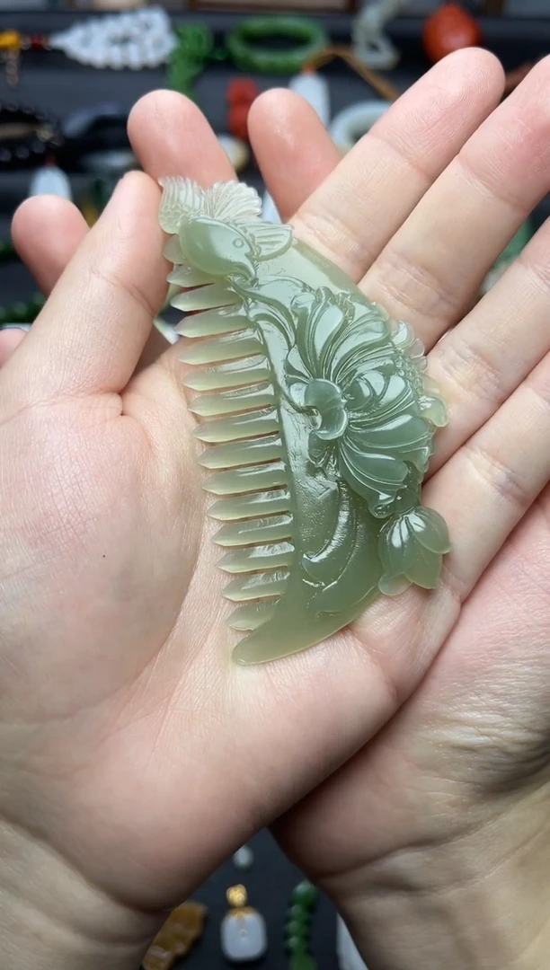 未镶嵌和田玉摆件梳子06