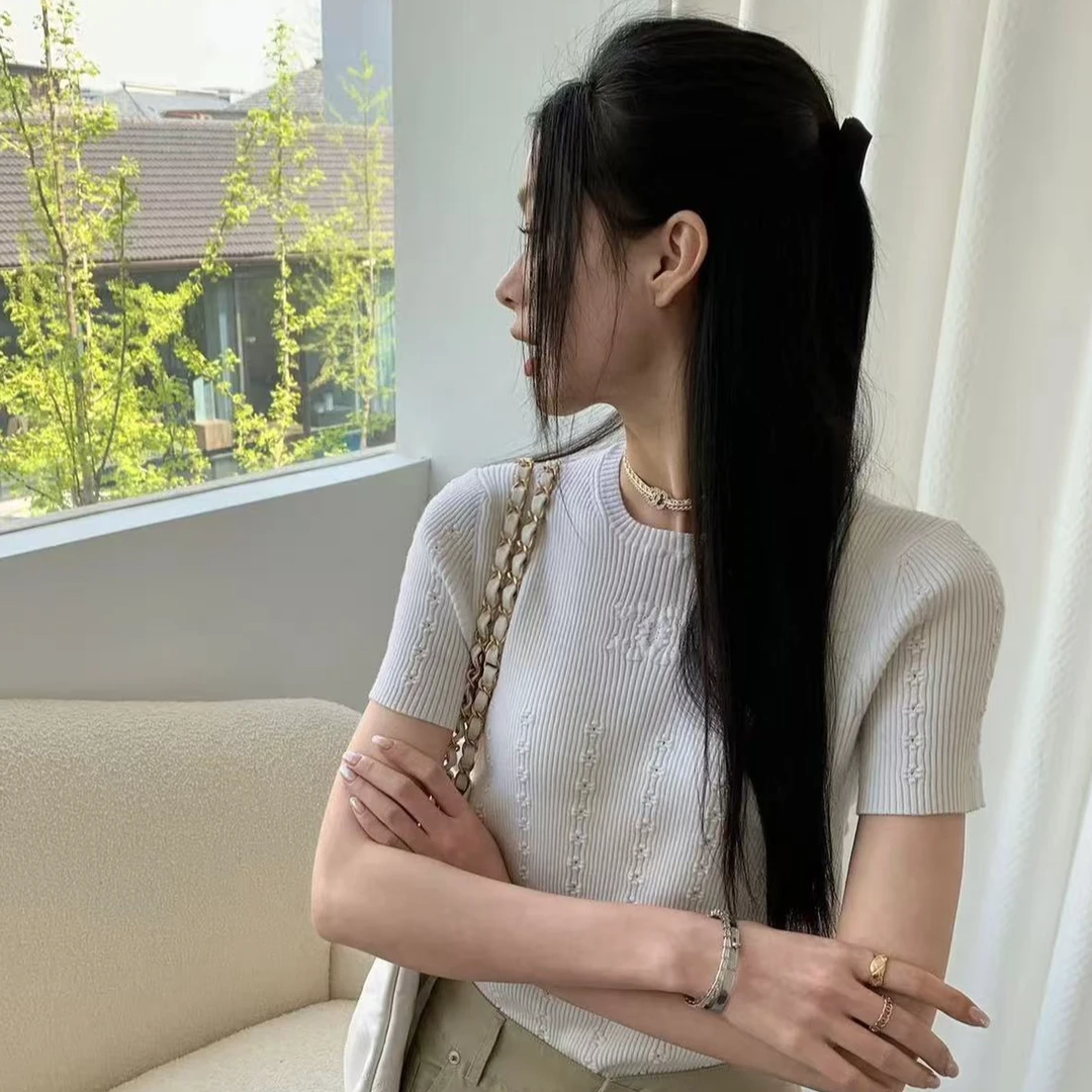 99新 Chanel/香奈儿 Chanel 21A针织短袖上衣 34码