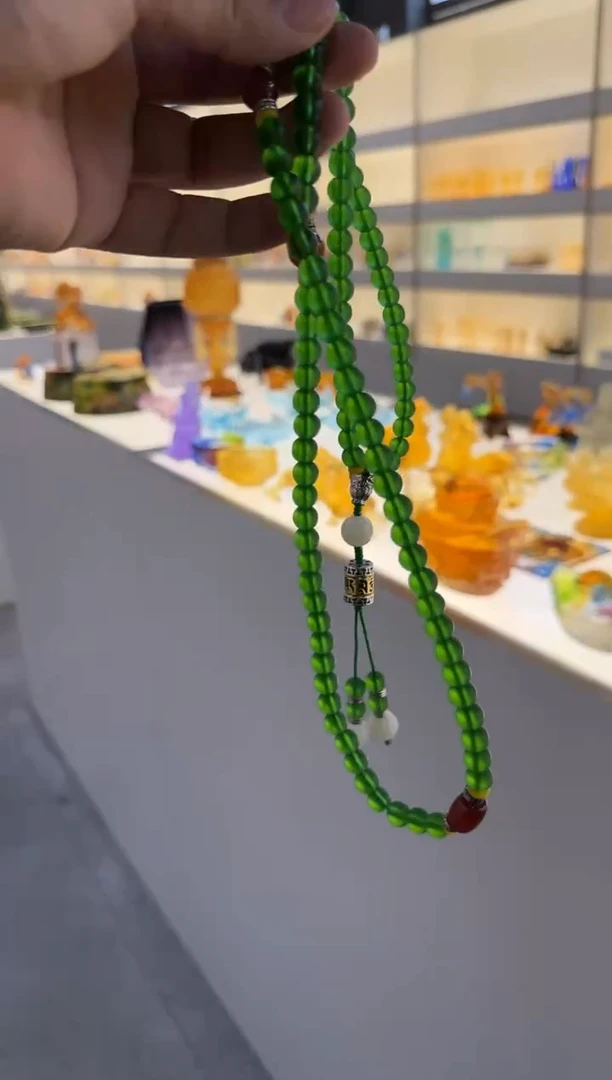 手工艺品琉璃108颗佛珠绿色