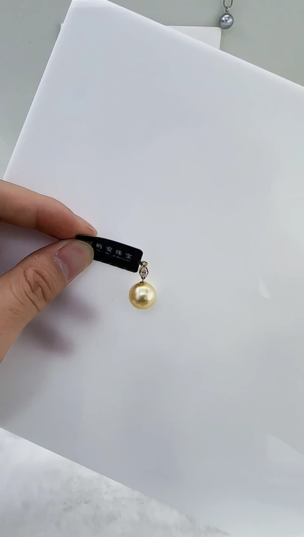 18K金镶嵌海水珍珠DA金珠吊坠12-13 z170