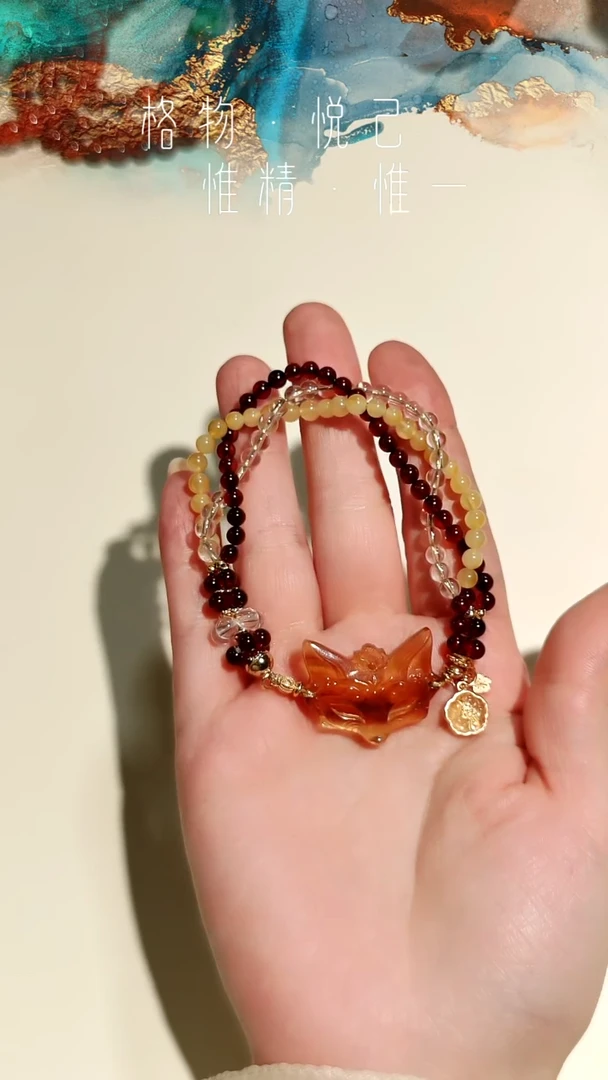 手链琥珀银S925镶嵌蜜蜡白水晶等