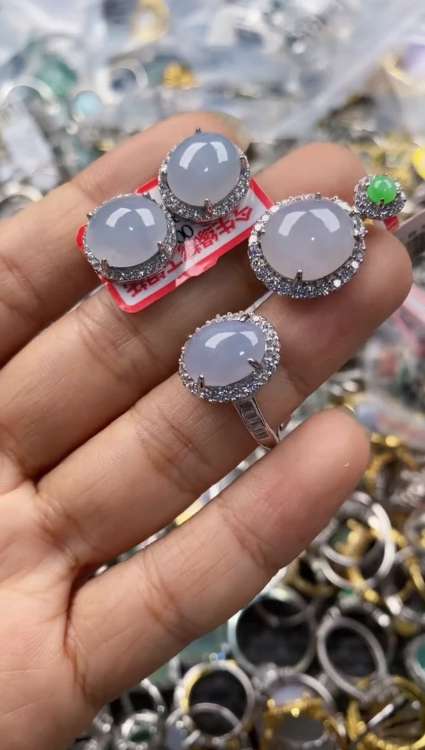 银S925镶嵌戒指翡翠888-4