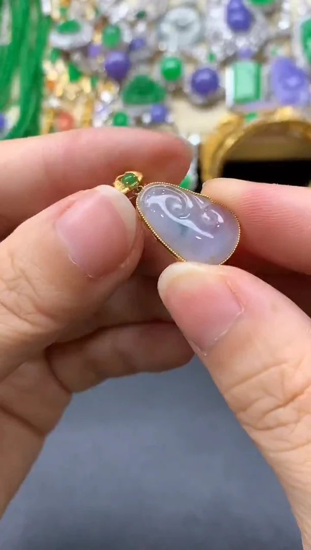 颈饰18K金镶嵌翡翠289-中国好珍宝