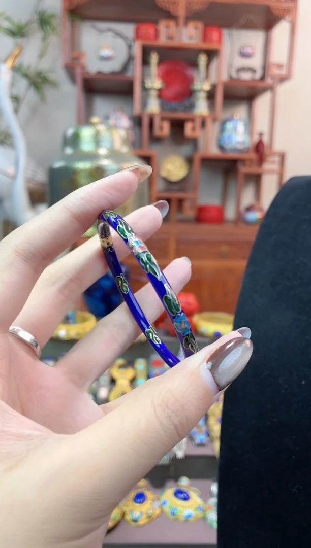非遗手工景泰蓝开口小镯子53-57宝蓝