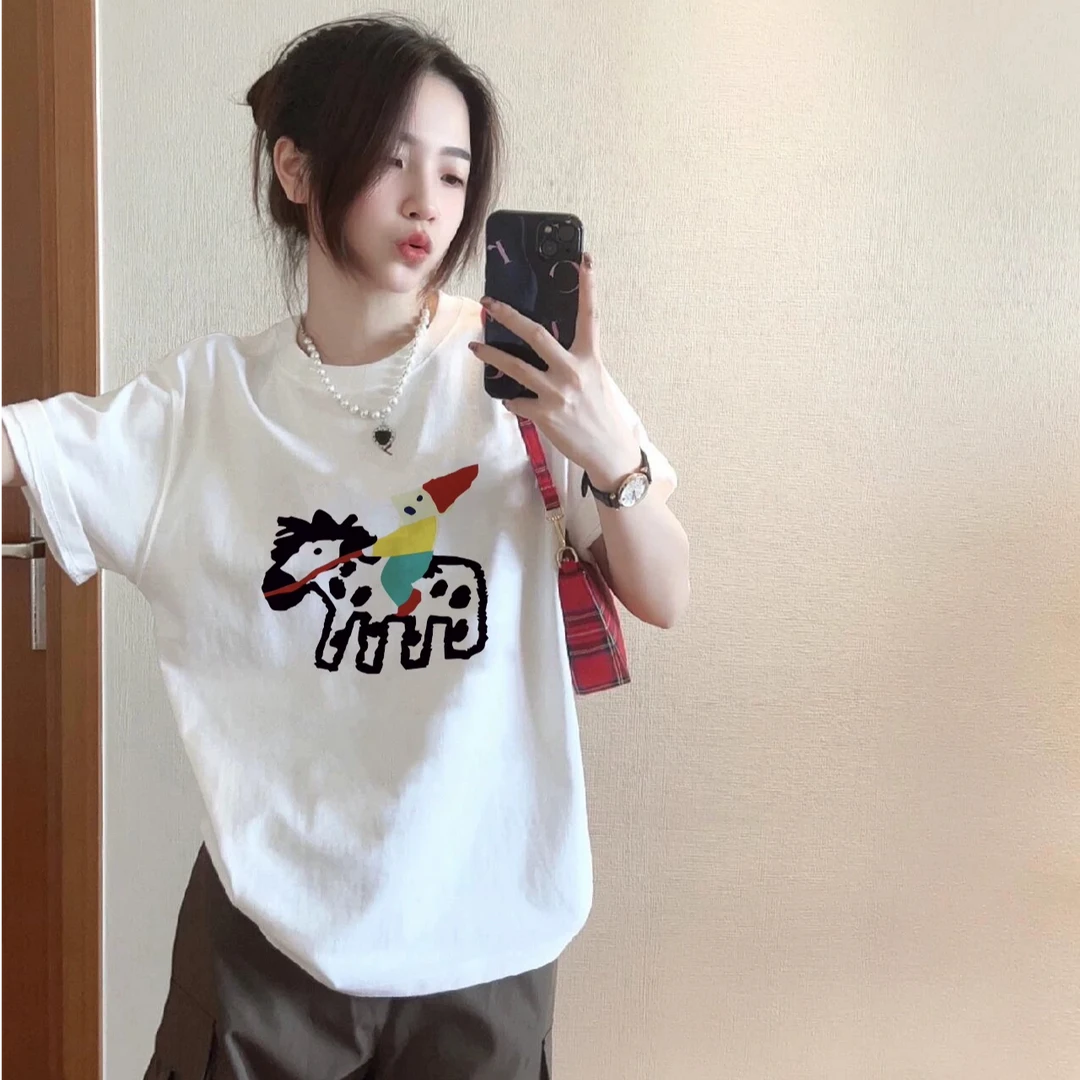 oversize纯棉正肩白色短袖t恤女微胖mm宽松chic上衣半袖大码体恤