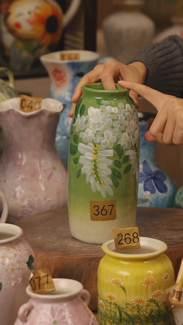 陶瓷景德镇设计师手作花器摆件侘寂风@M367@