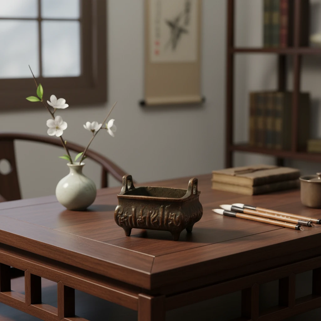 摆件香炉桌面复古四足双耳摆件