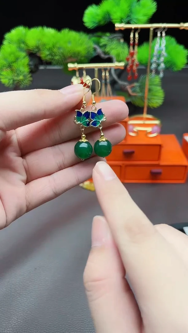 玛瑙/玉髓耳饰银S925镶嵌337