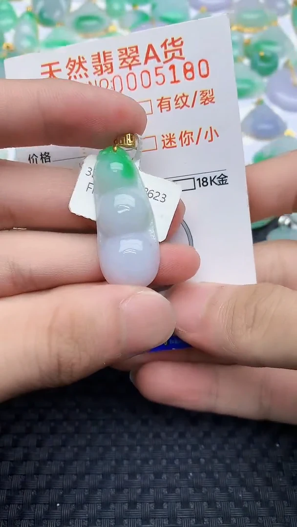 翡翠18K金镶嵌颈饰4534343434