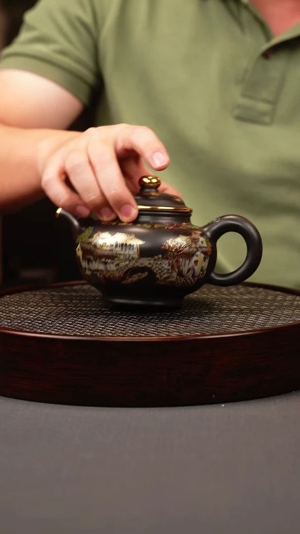 茶壶紫砂石黄 掇只 忆江南珐琅彩