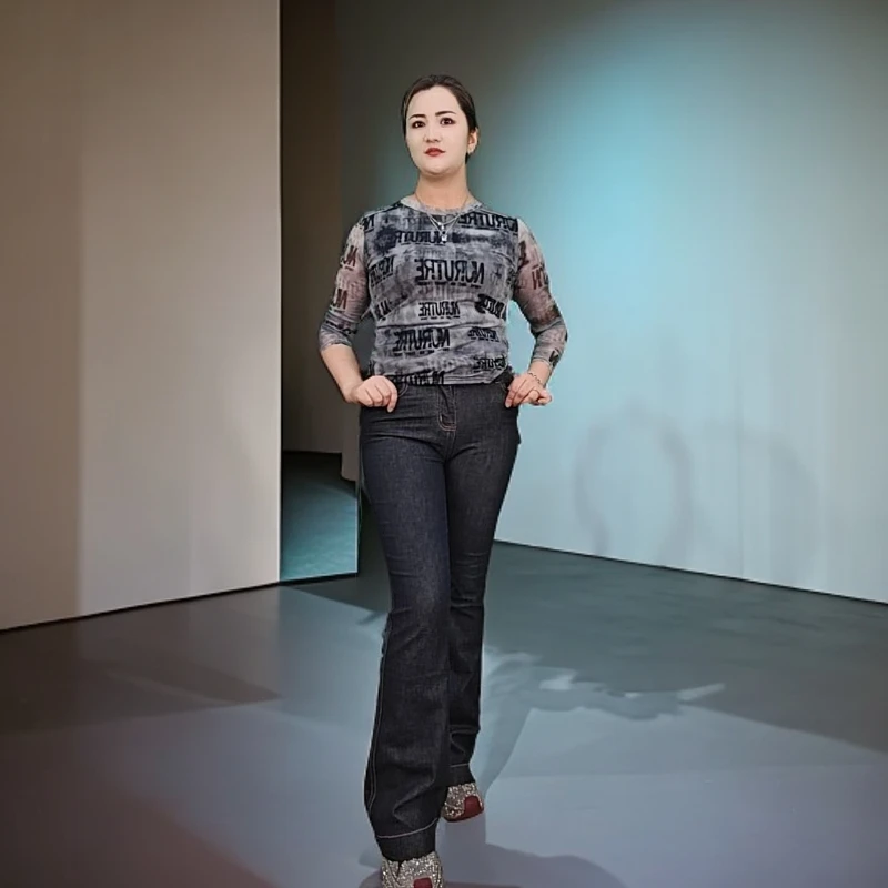 2025年最新款加长喇叭牛仔裤【新疆包邮】时尚潮流黑色女士修身