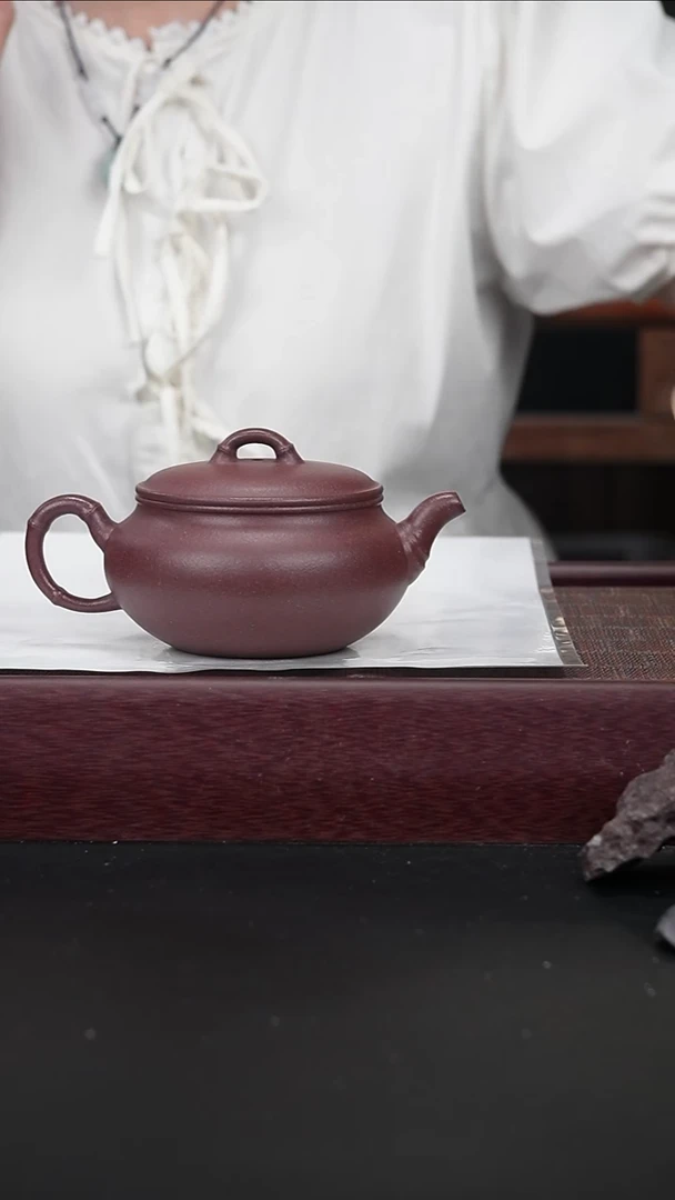 茶壶紫砂zff战旗底槽青竹节扁腹