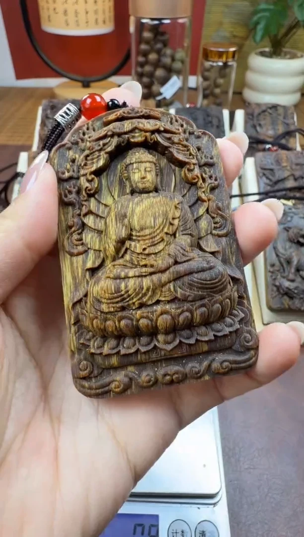 木木雕款 芽庄 十二生肖守护  阿弥托佛 8cm 送养香瓶