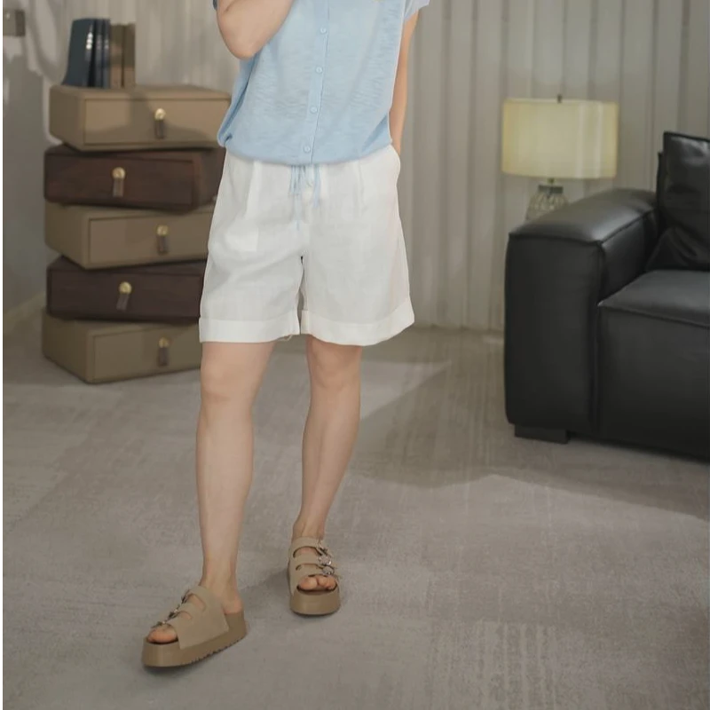天 丝 亚 麻四分裤小个子夏季薄款短裤极简风穿搭NY69102099