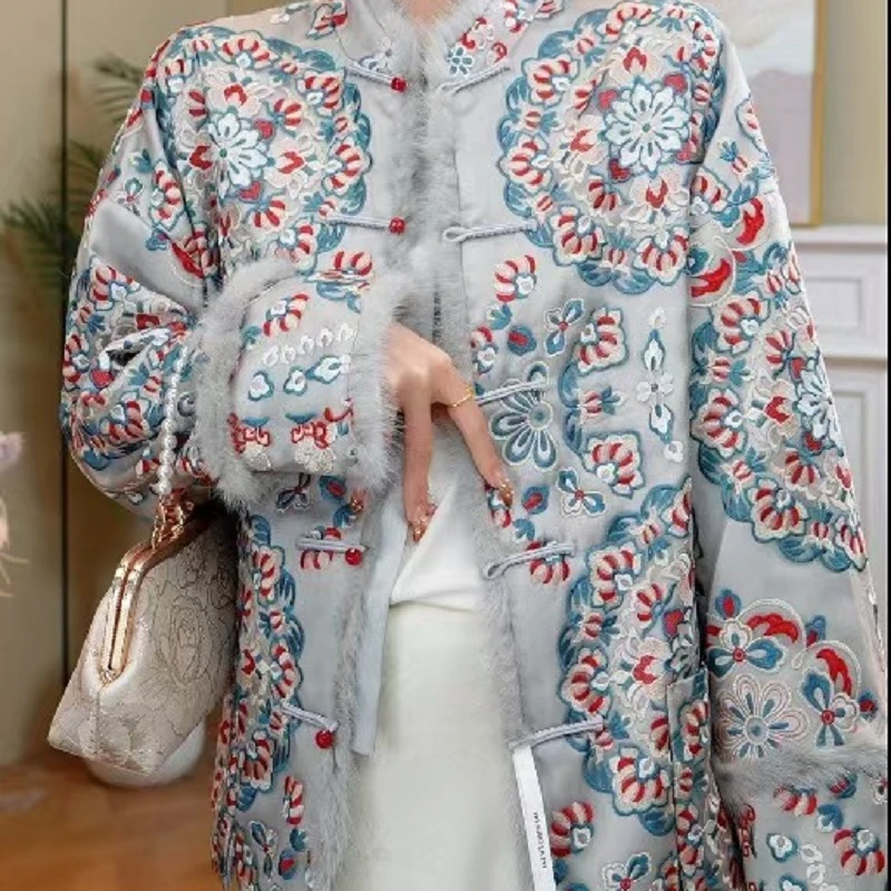 （映雪）新中式冬季新款加厚夹棉外套2024D7119-倩倩