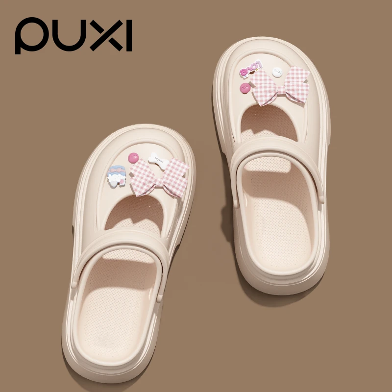 朴西玛丽珍洞洞鞋女士夏季软底户外穿防滑厚底时尚包头学生凉拖鞋