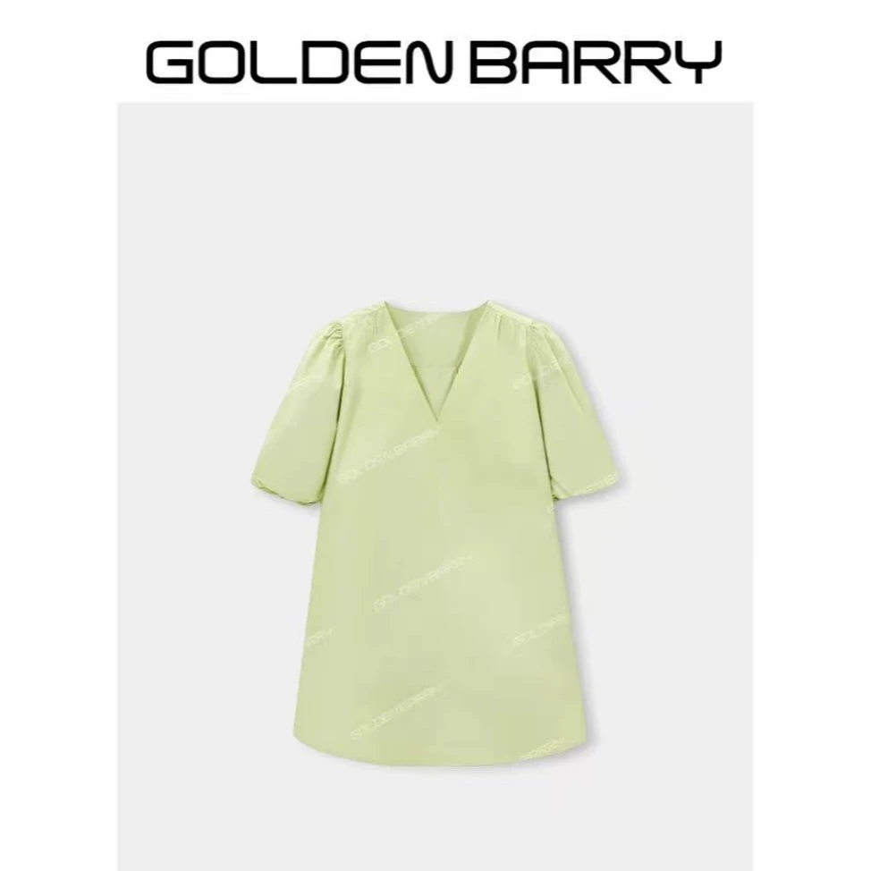 GOLDENBARRY【暑期特惠】|211073极简V领泡泡袖衬衣