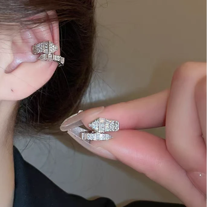 合金合成锆石耳饰 EH115闪闪小蛇耳夹