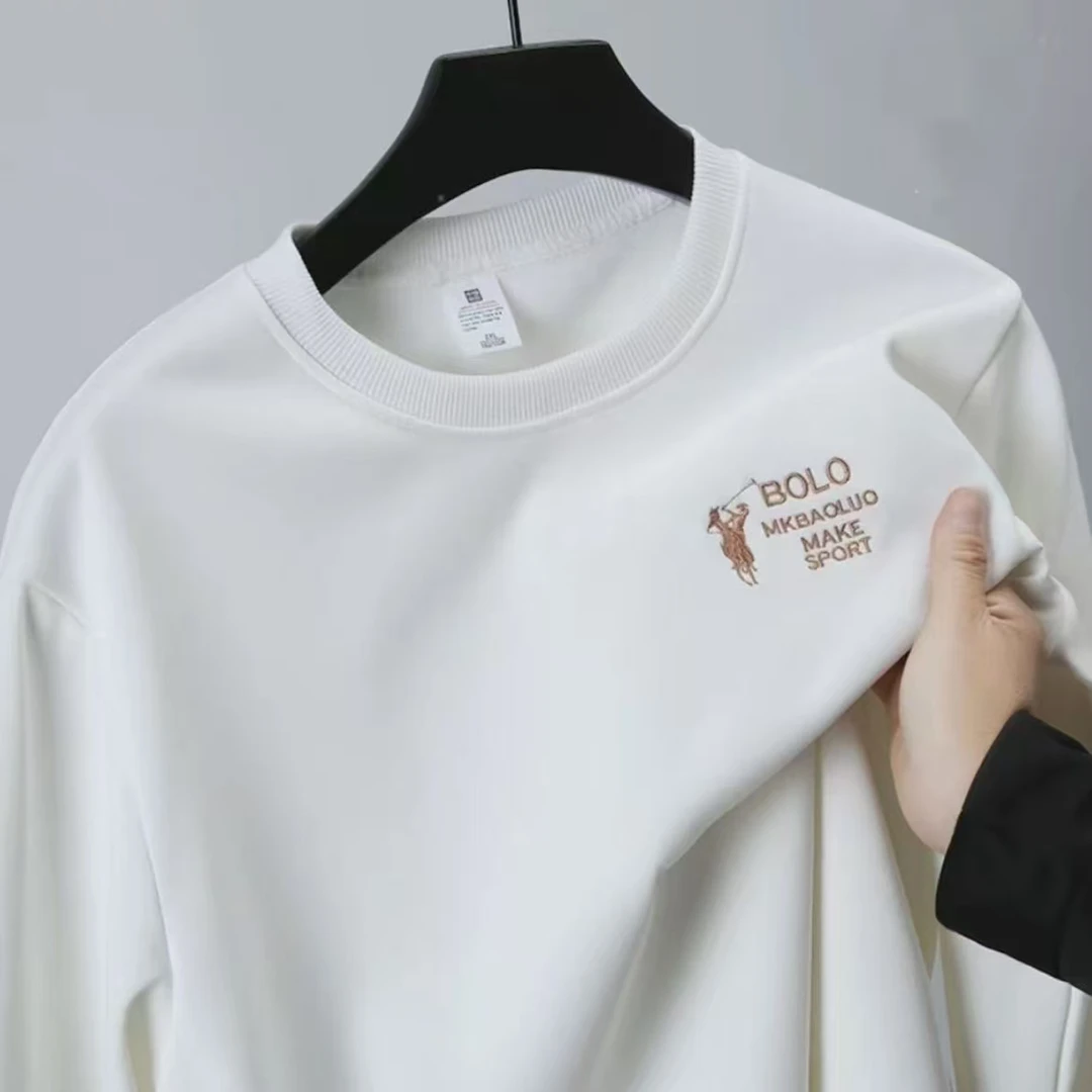 【刺绣卫衣】秋冬季真华棉卫衣简约时尚男女同款百搭长袖圆领-金马