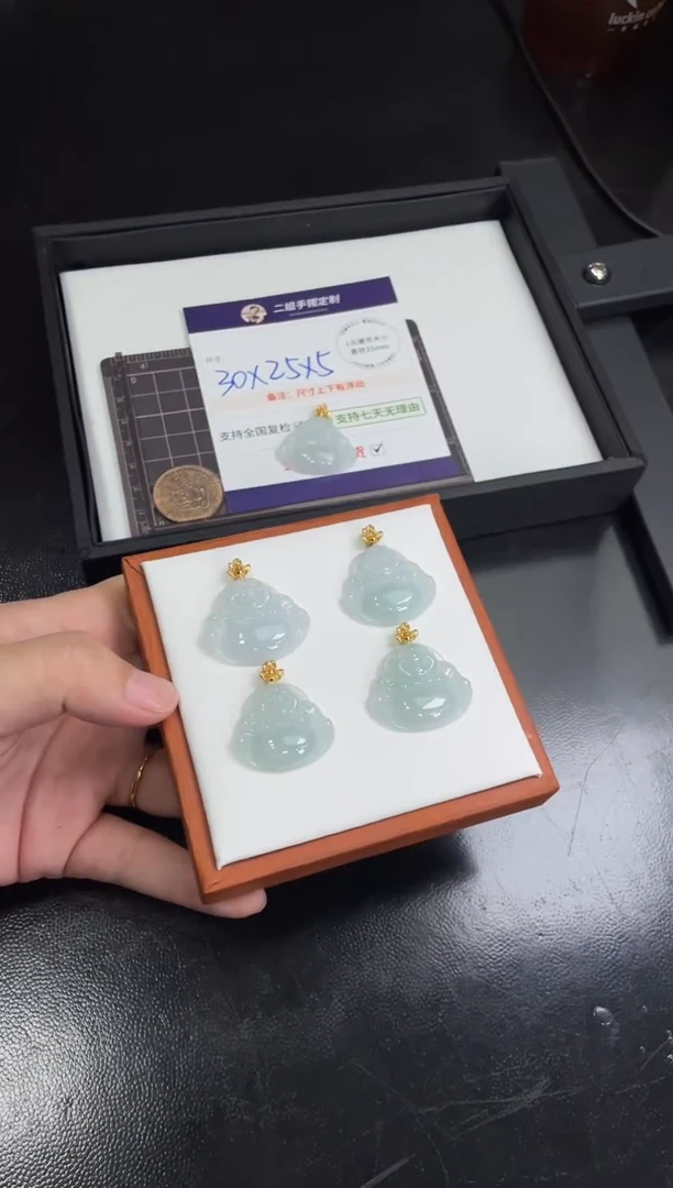 银S925镶嵌挂件翡翠佛公FL3@多样性发其一CP配绳