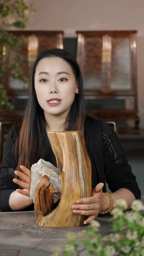 柏木（崖柏）淳化黑油根抱石摆台花架