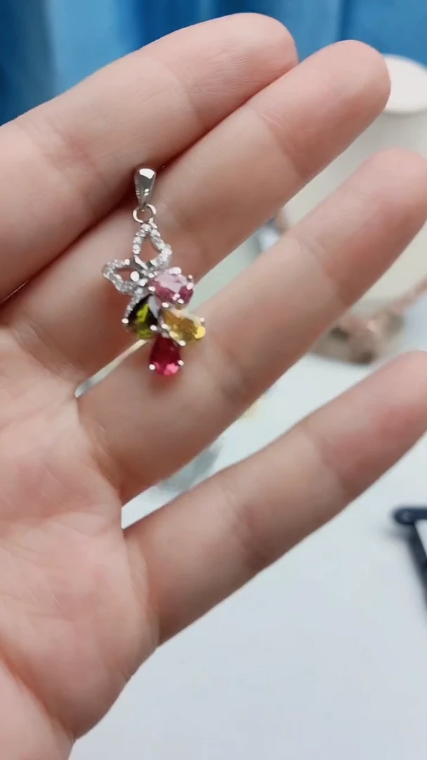 银S925镶嵌吊坠碧玺1110ZB467产品一个（多样性）