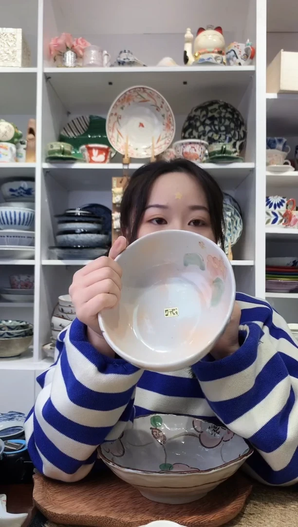 陶瓷bloom粗陶手绘山樱花深钵17cm