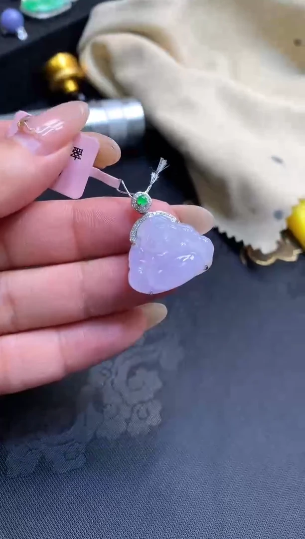 翡翠18K金镶嵌吊坠(不含链)佛公