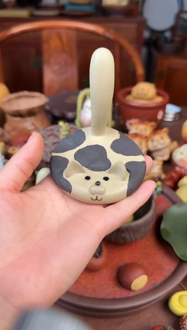 紫砂茶宠猫咪支架黑