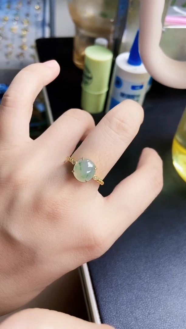 翡翠戒指银S925镶嵌54688