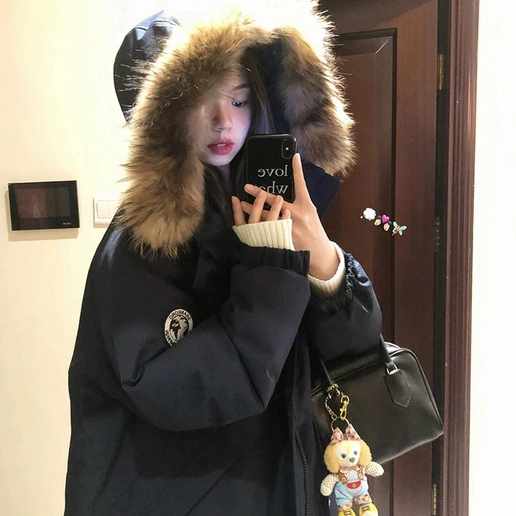 2024年新款冬季棉衣女工装风派克服韩系加厚棉服外套连帽832韩版