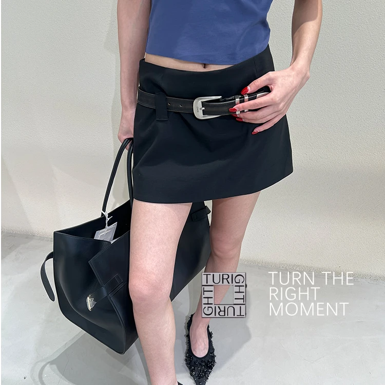 TURIGHT买手店 25SS现货ETHOR设计师品牌 黑色迷你西装短裙