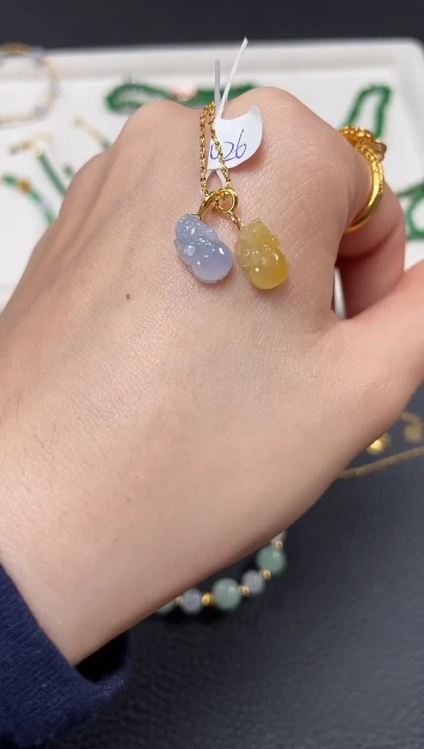 【闪购商品】翡翠吊坠(不含链)18K金镶嵌2个  JK272