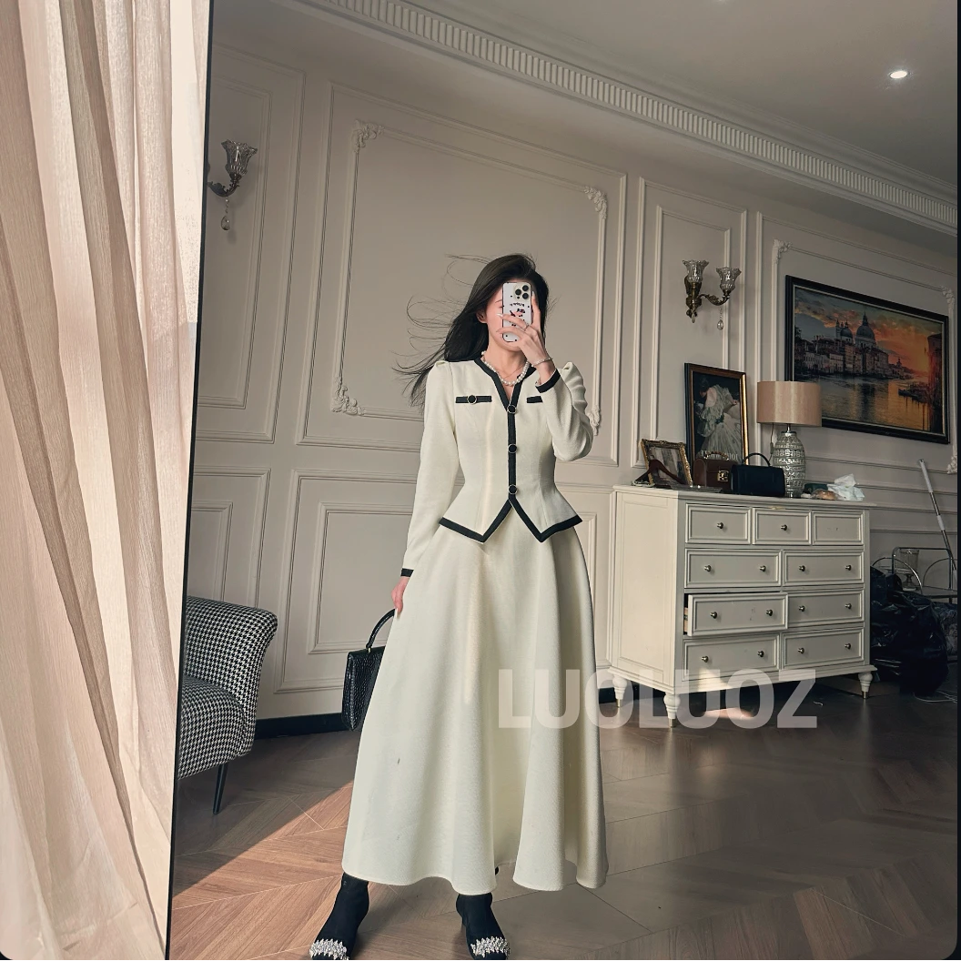 【现货】LUOLUOZ【香榭霓裳】气质绝美假两件时尚长款连衣裙JF376