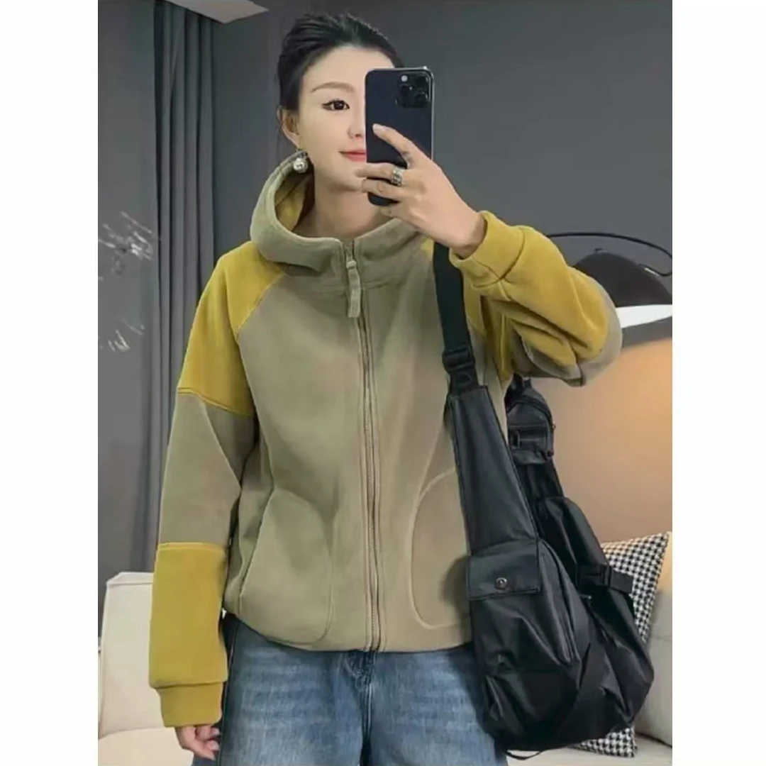 2025新款双面奥粒绒显瘦保暖防风撞色连帽厚外套女潮