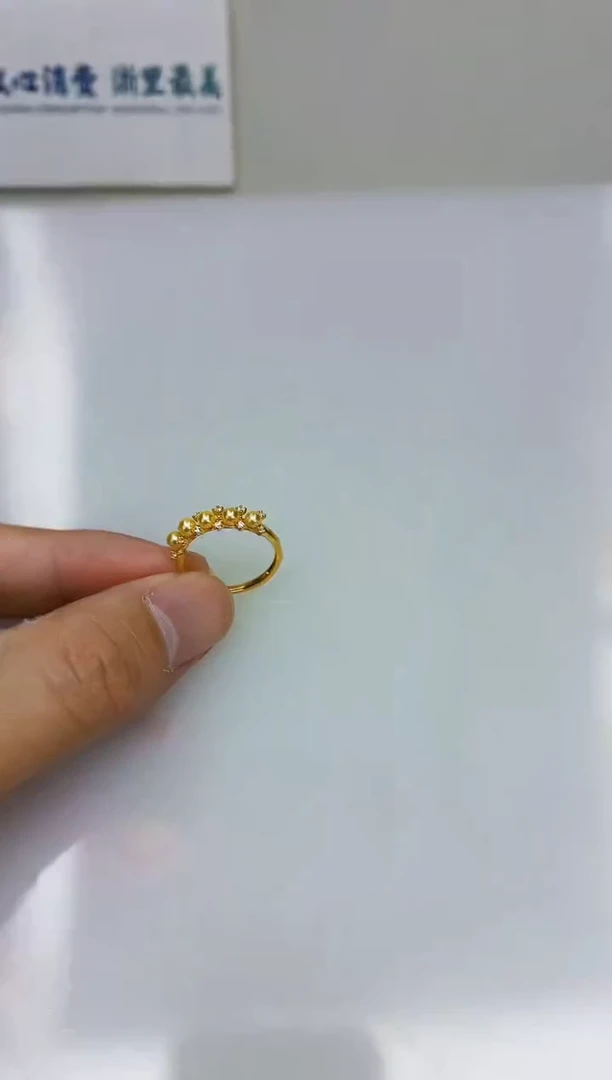 银S925镶嵌DA海水珍珠羽皇金戒指3-4 y441