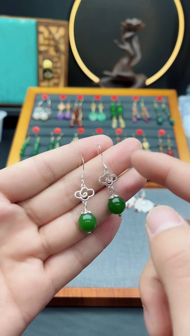 【闪购商品】玛瑙/玉髓耳钉银S925镶嵌532000